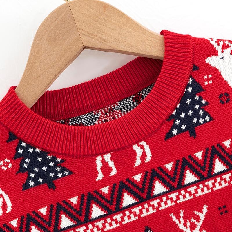 Suéter Navideño de Reno para Niños, Otoño-Invierno, Cuello Redondo, Ropa de Base para Niños y Niñas, Conjunto Familiar, Prenda de Punto para Comercio Exterior