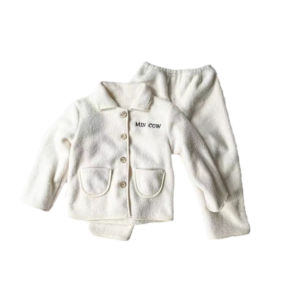 Conjunto de ropa infantil para otoño e invierno 2024, chaqueta cálida y gruesa para niñas, elegante abrigo de algodón para niños, conjunto de dos piezas.