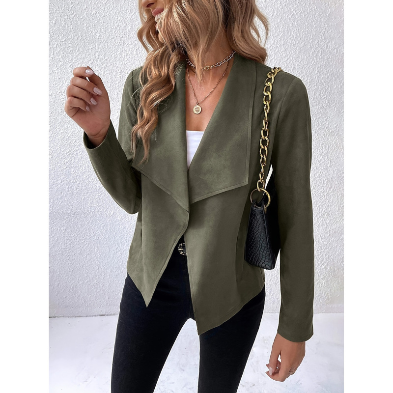 I 99309 Solid Suede Blazers Solid Color Suede Blazer