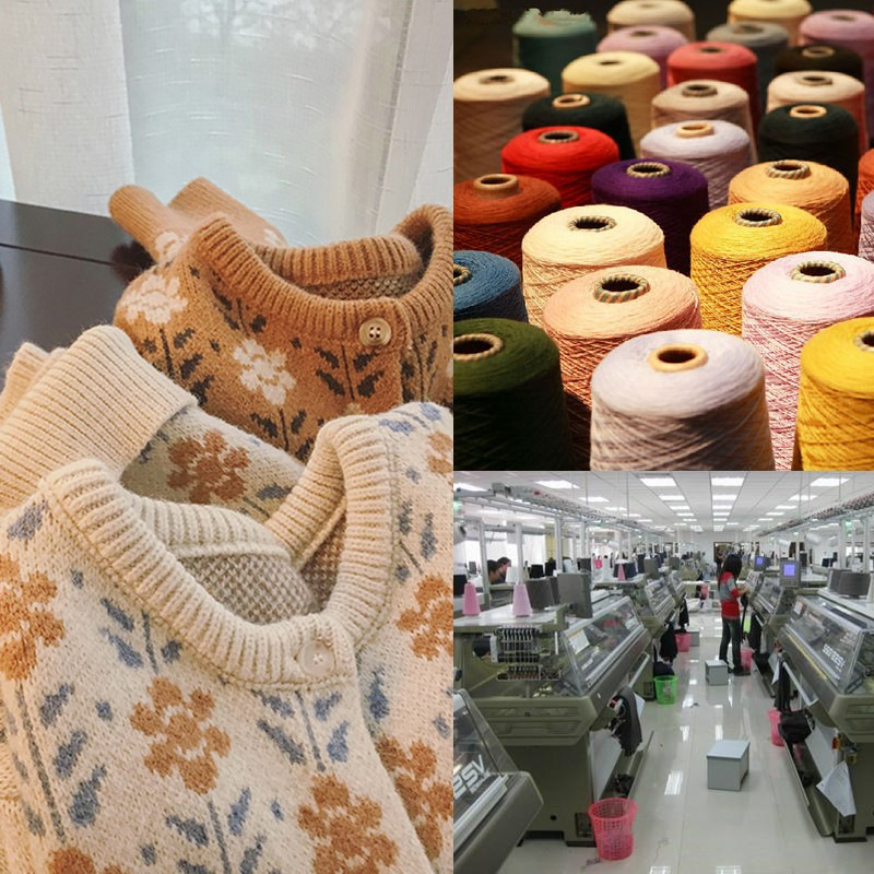 Floral sweater cardigan printing knitted small fragrant wind to figure sample processing custom small batch custom coat jacket