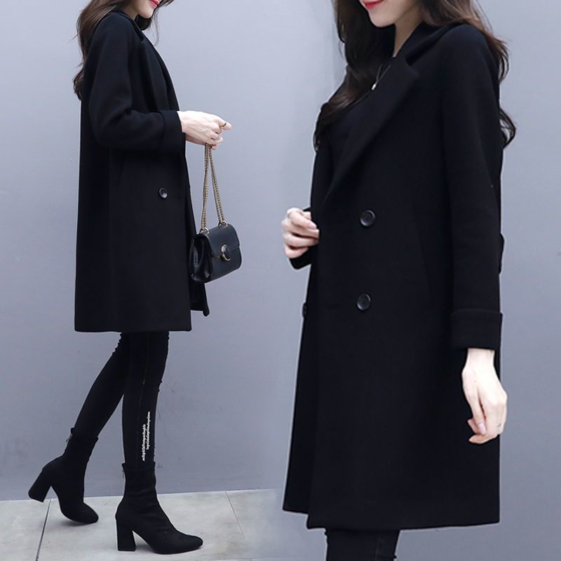 Woolen Outwear Women's Mid-Length 2025 New Korean Style Women's Cocoon-Shaped Slimming Outwear