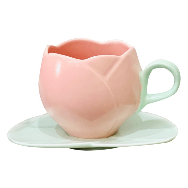 Taza de café de cerámica creativa y platillo desayuno leche tulipán taza de café traje de gran capacidad publicidad logo taza de café