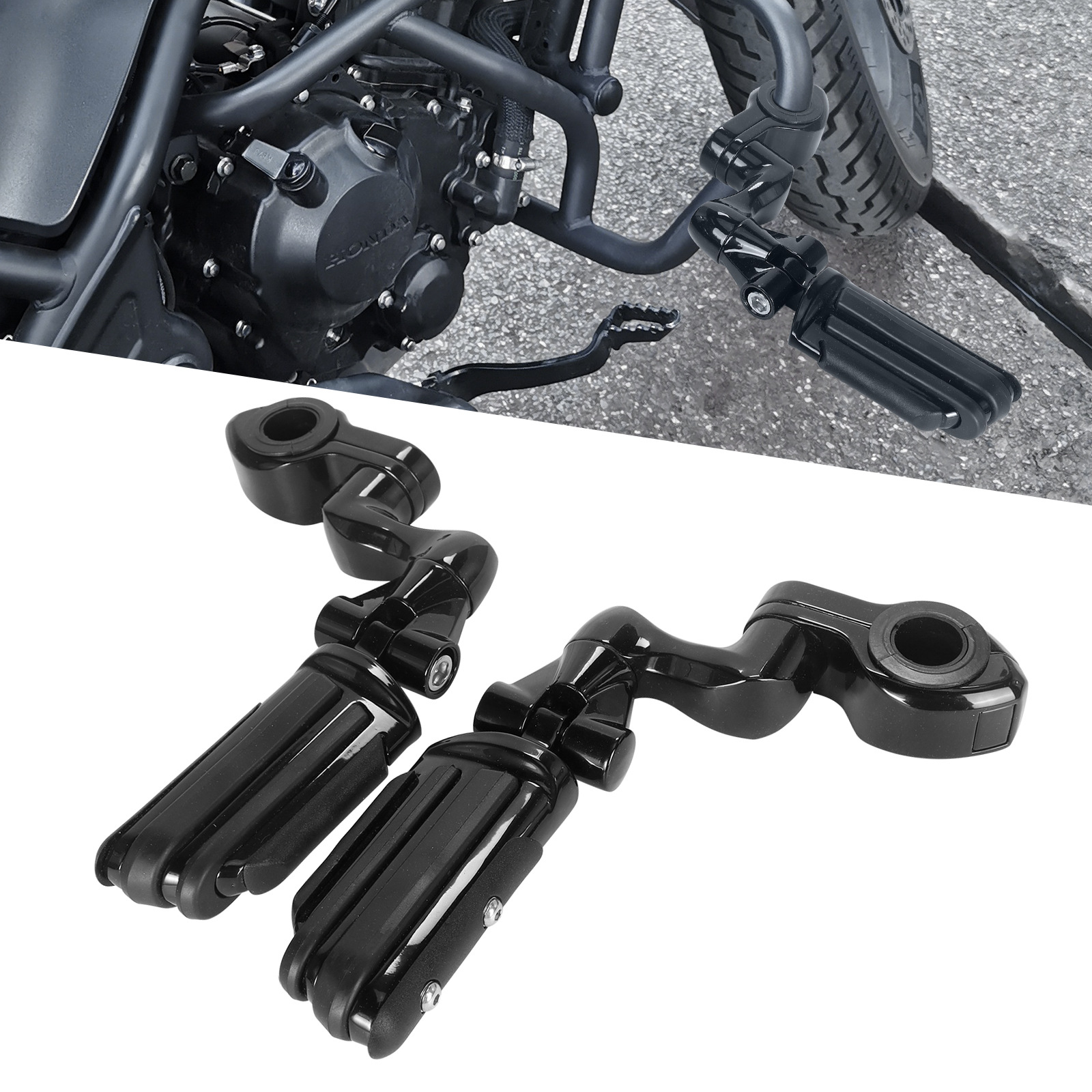 Harley Street Glide Motorcycle Modified Rubber Short Pedal Set Footrest Guard Bar Rest Bracket