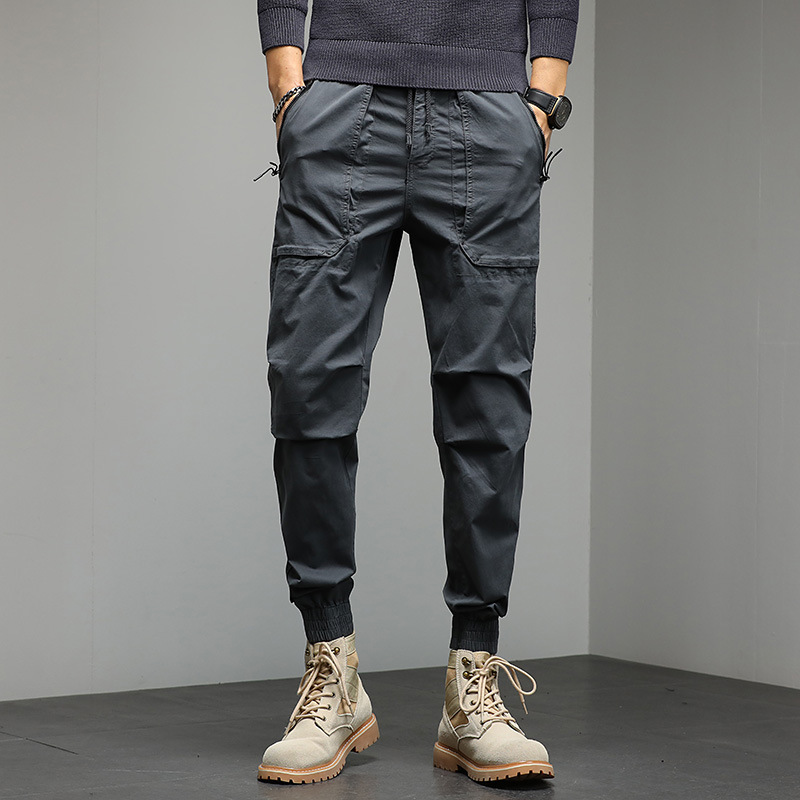 Casual pants, men's workwear pants, trendy brand, solid color leggings, youth clothing pants, Harlan pants_voghion.com