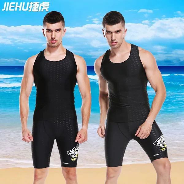 Men's Swimwear, Men's Swim Trunks, Anti-Embarrassment Swim Trunks, Breathable, Water-Repellent, Tank Top, Men's Swim Shorts, 5-Point Swim Trunks Set