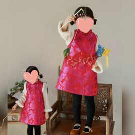现货清仓~2025秋冬女童毛绒旗袍裙棉服提花旗袍裙年服