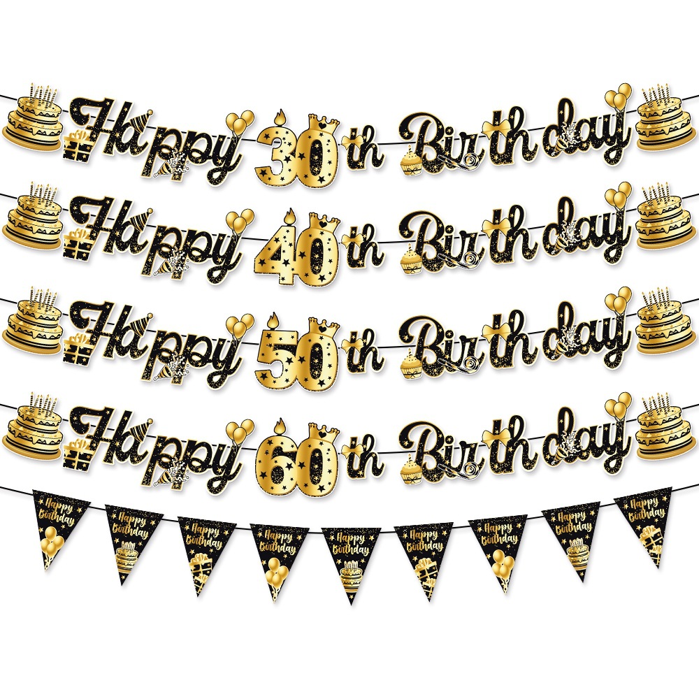 Nuevo estandarte de decoración de fiesta de cumpleaños 30 años 40 cumpleaños decoración de cumpleaños decoración de cumpleaños bandera