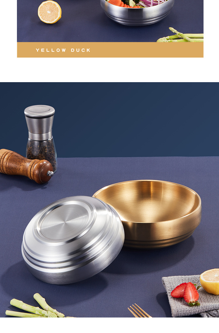 韩式冷面碗商用金色沙拉泡菜碟大容量拌饭拉面碗双层不锈钢汤碗详情21