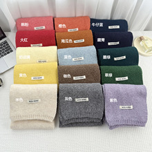 羊毛针织围巾女秋冬季2025新款韩版韩系氛围感纯色加厚保暖围脖男