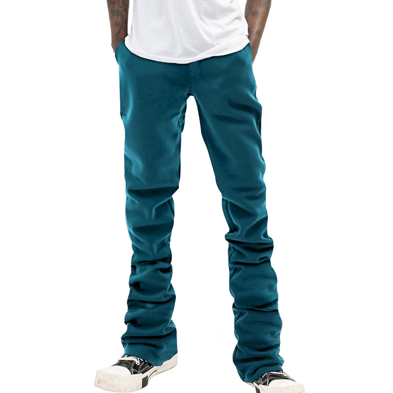 Men's Clothing heavyweight flared drawstring trousers solid color retro slim men's casual trousers trend_voghion.com
