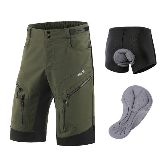 Outdoor cycling pants bicycle fifth pants suit detachable waterproof multi-zipper pocket breathable wicking shorts men