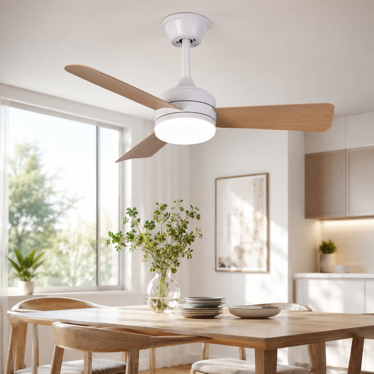 Ventilador de Techo con Luz de PC y ABS con Control Remoto para Dormitorio y Restaurante