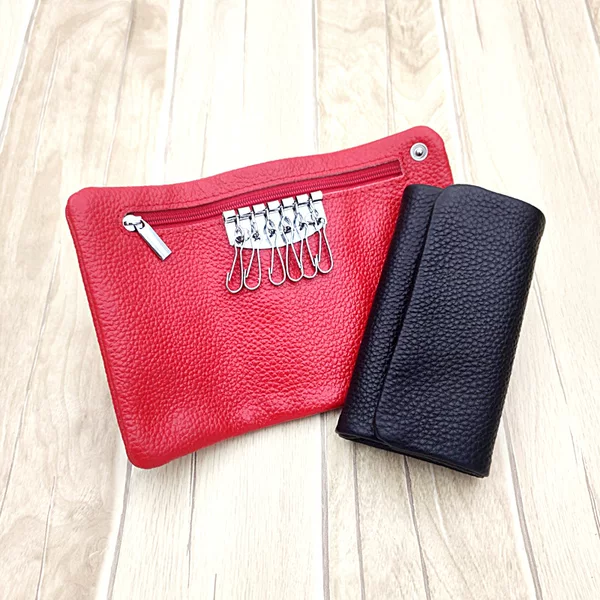 The first layer of cowhide key bag litchi grain hand holding large Money Clip Wallet easy to carry key bag manufacturers wholesale