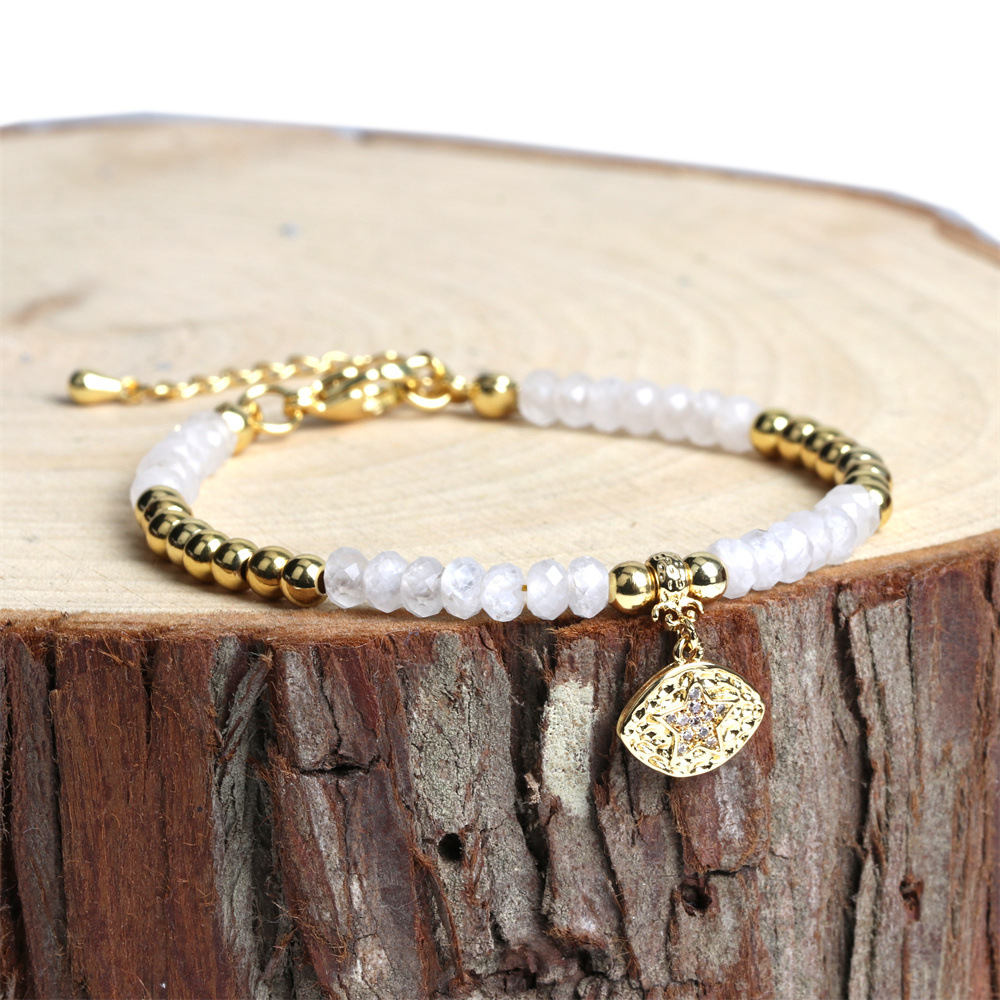 Fashion new metal beaded zircon star eye copper bracelet