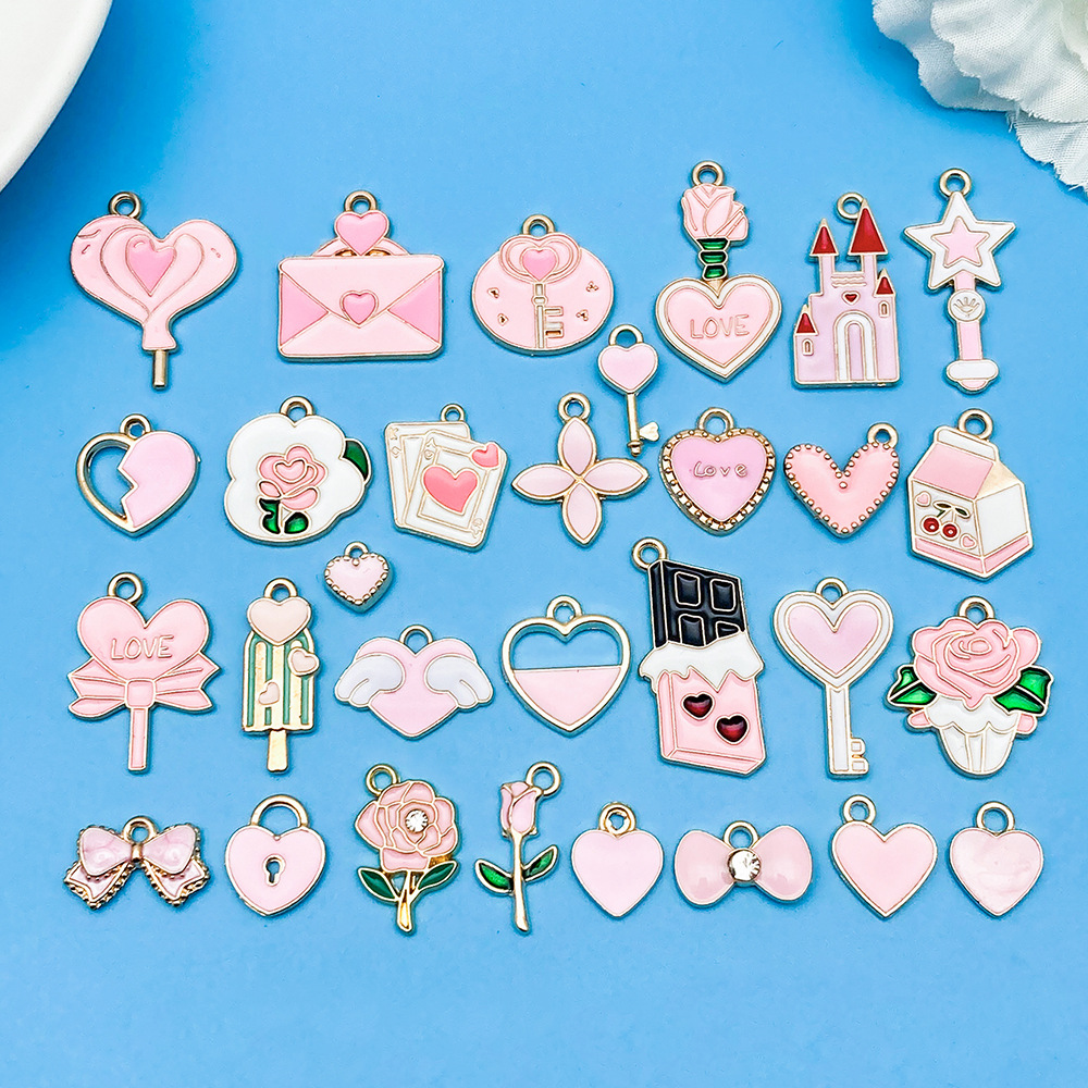 Colgante de rosa esmaltada para joyería DIY