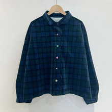 2025秋季新款女翻领日系棉衬衫宽松女装格子文艺风速卖通单排扣