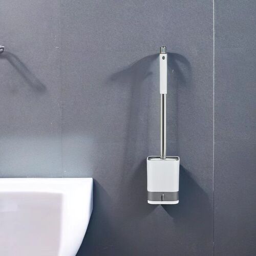 Wall-mountable toilet brush without punching, wall-mounted floor-mounted base, multi-functional long-handled cleaning brush set with no dead ends