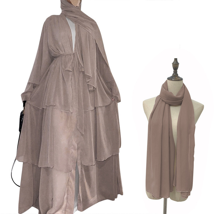 Yiduoduo's new elegant coat dress with tie, chiffon cardigan for women 21462 with scarf Yiduoduo's new elegant coat dress with tie, chiffon cardigan for women 21462 with scarf