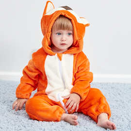 MICHLEY儿童动物连身衣宝宝狐狸造型连体衣跨境优质法兰绒爬服
