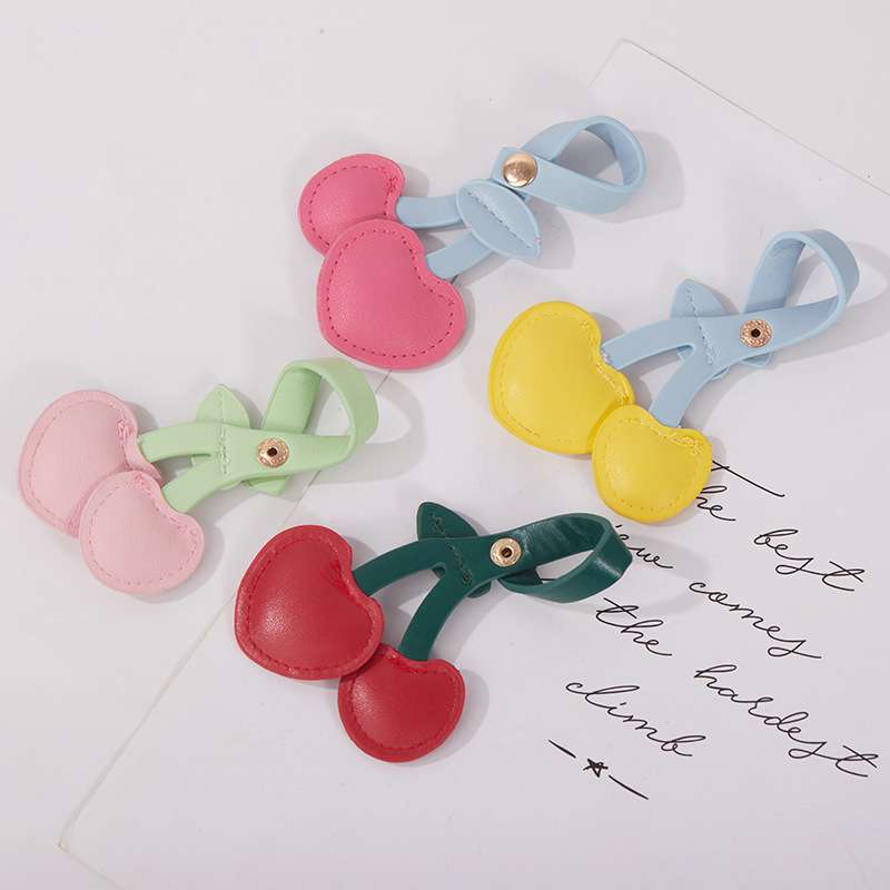 European and American Pastoral Style Cherry Keychain Leather Pendant Creative Ins Women's Schoolbag Bag Pendant Jewelry