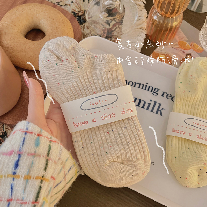 點子紗襪子女短襪ins潮夏季薄款硅膠防滑不掉跟低幫淺口船襪