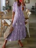 Cute long dress for leisure, European style, loose fit, V-neckline