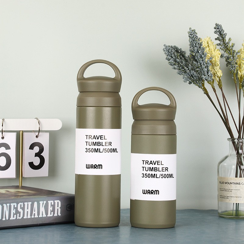 Taza creativa de acero inoxidable 304 con mango aislado portátil para café y agua Amazon