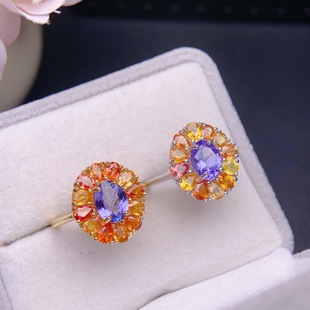 ��Ȼ̹ɣʯ���{��925�y�����Ƕ̹ɣʯ��ʯ6*8mm���{��3*4mm
