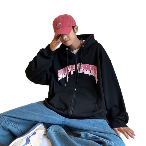 Heavyweight New Style Men's Hooded Sweatshirt Men Autumn Winter Fleece Lined Thick Loose Cardigan Outerwear