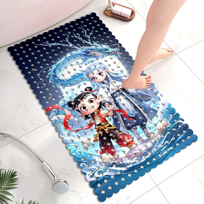 Foot Mat, Bathroom Floor Mat, Avtomobil döşəmə paspasları - nezha-and-ao-bing-70x40cm-environmentally-friendly-odorless-shipped-on-the-same-day-simple-round-style