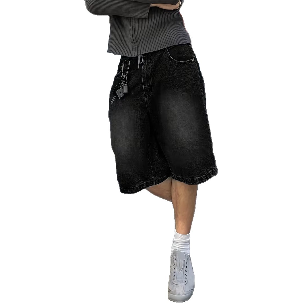Short en jean stretch pour homme, entrejambe de 12,5 cm, coupe décontractée, short d'été avec poches fonctionnelles_voghion.com