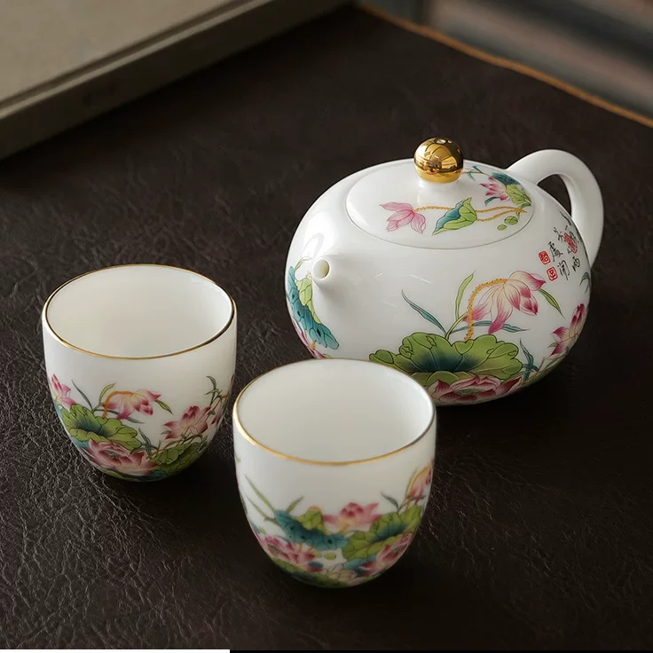 Ceramic teapot, sophisticated tea set, tea cup, light luxury style