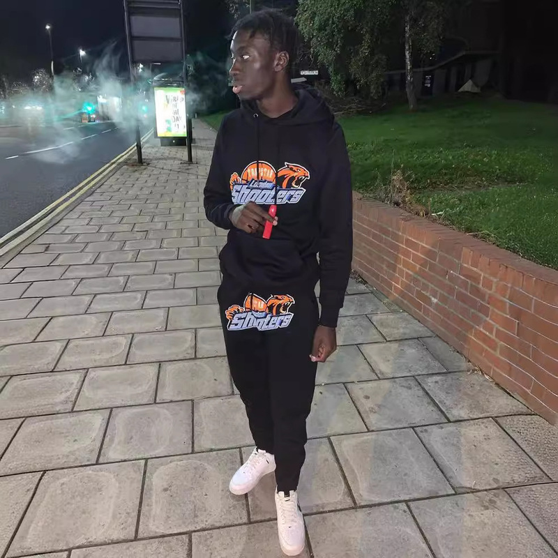 Niche Trendy Brand Trapstar Blue and Yellow Tiger Head Print Velvet Sweatshirt and Sweatpants Suit European and American Street Ins Niche Trendy Brand Trapstar Blue and Yellow Tiger Head Print Velvet Sweatshirt and Sweatpants Suit European and American Street Ins