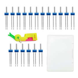 曲折家用缝机针双针 2/3/4mm双机针盒装防跳针跳线针织双针组机针