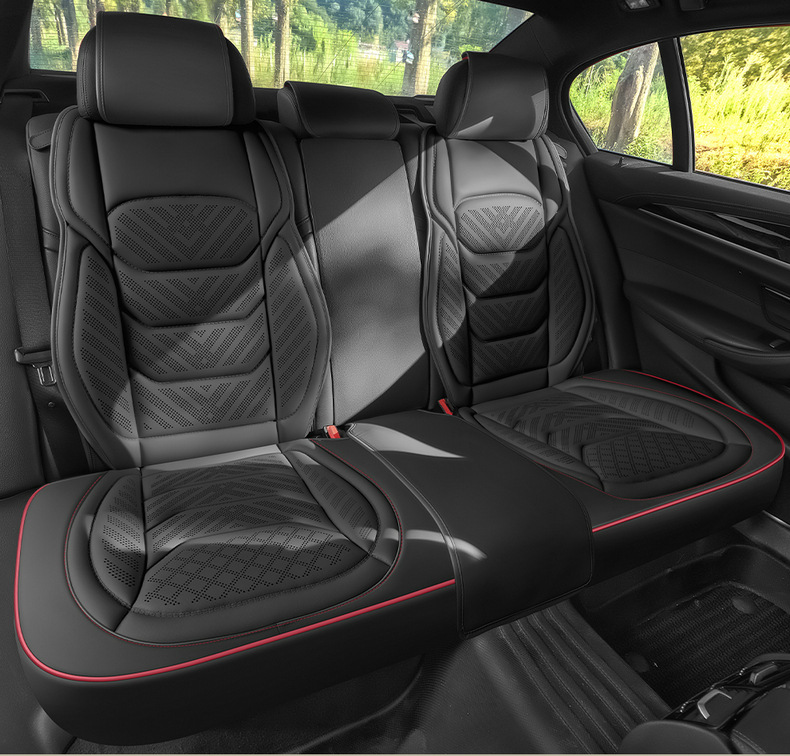 Car seat cushion made of perforated Nappa leather, breathable, suitable for all seasons, semi-enclosed, does not affect seat ventilation, specialized for small cars