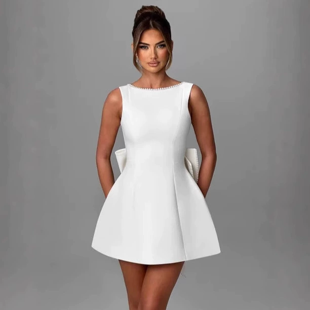 AliExpress трансграничное летнее новое женское жемчуг край мода тонкая юбка платье без спинки пряное платье