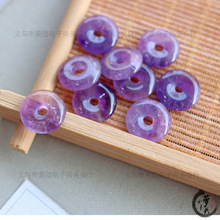 小萝卜天然紫晶平安扣乌拉圭紫水晶圆环项链吊坠diy古风头饰