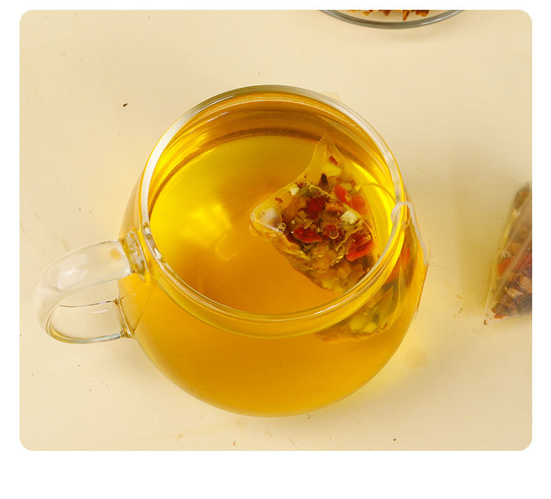 Sour Jujube Seed Lily Poria Sleep Tea 60 Pyramid Tea Bags Caffeine-Free Evening Herbal Blend in use