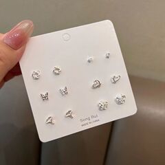 本格的な耳穴s925シンプルな純銀ピアスセットの組み合わせ銀針の甘くて小さいデザインの冷たいアレルギーの耳飾り