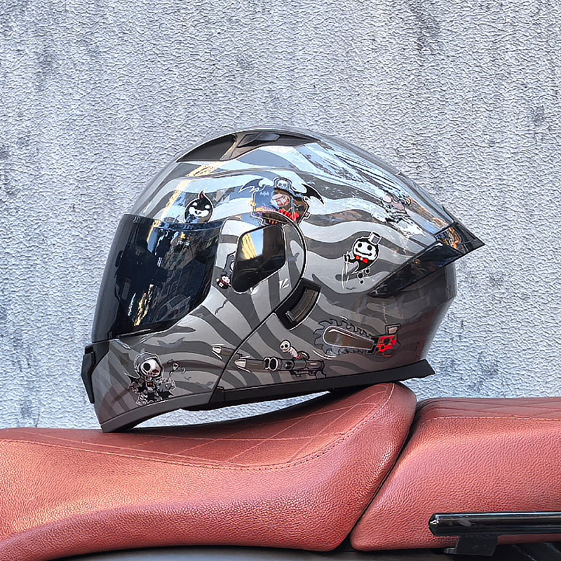 Orz casco de carcasa pequeña casco de cara a cara casco de motocicleta locomotora de doble lente hombres y mujeres de cuatro estaciones casco de crucero grande