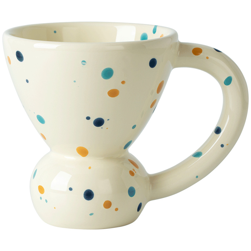 Retro marrón de la leche de alta pierna taza de agua de cerámica nicho sentido diseño hogar mango grande taza de desayuno caja de color resistente a altas temperaturas