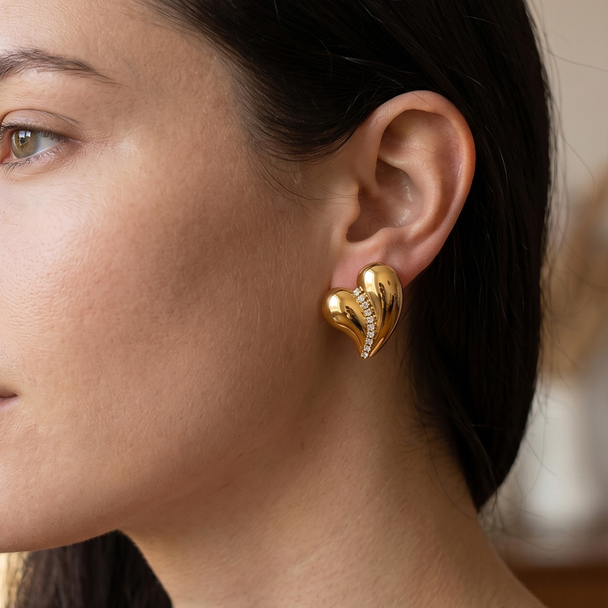 TENA Europa y los Estados Unidos transfronterizos pendientes de acero inoxidable mujeres no se desvanecen versátil amor amor diamantes pendientes de diamante en forma de corazón ventas calientes
