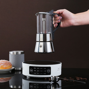 Hand-in Gift Box Borosilicate Glass Visual Coffee Pot Italian Moka Pot Stainless Steel Extraction Black Coffee Double Valve