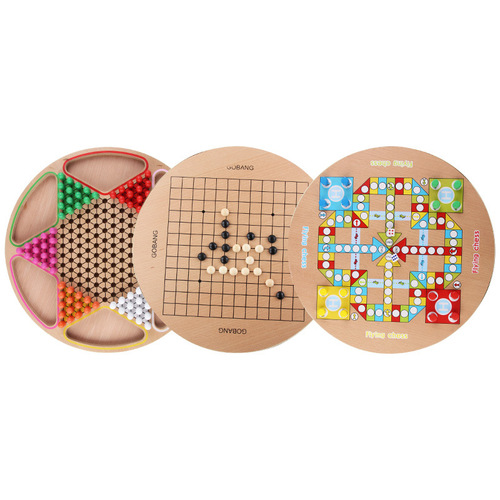 Large wooden two-in-one backgammon, flying chess, checkers, children's kindergarten educational board game board game toy