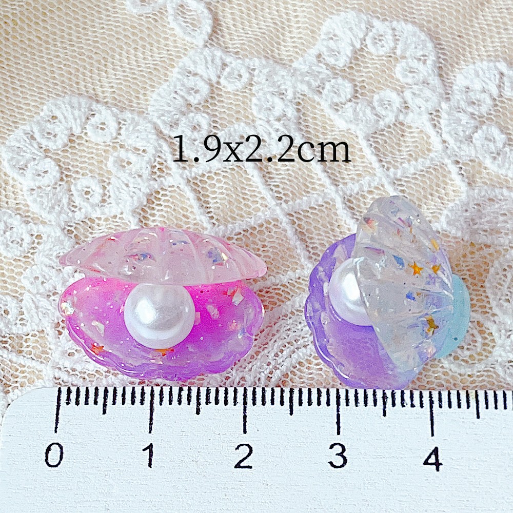 Gradiente tridimensional brillo simulación perla Shell accesorios de resina DIY teléfono móvil Shell Cros zapato hebilla aparcamiento signo Decoración