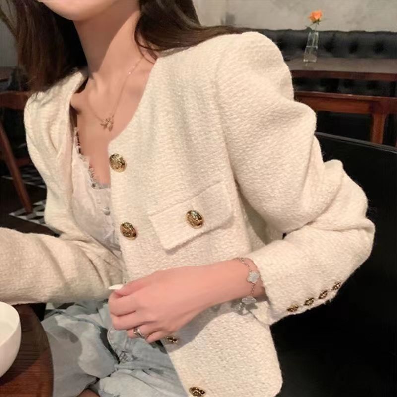 2025 High-Quality Korean Style New Plaid Small Fragrance Versatile Long-Sleeved Short Jacket Women's Spring & Fall Jacket Top
