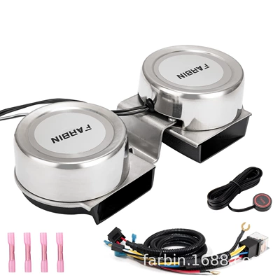 Horn Electric Vehicle Car – Car horn/tweeter - ultra-thin-stainless-steel-snail-pair-wire-harness-button