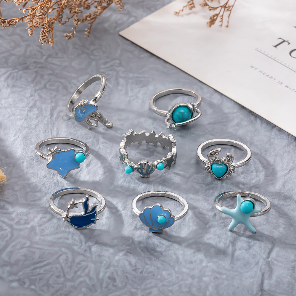 Casual, Daily Occasion 1 Set Cute Marine Style Modern Style Starfish Conch Heart Shape Alloy Plating Women's Rings