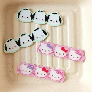 Cartoon Animal Triple Head Acrylic Patch Cartoon Cat Hair Accessories DIY Hairpin Refrigerator Patch Handmade Material