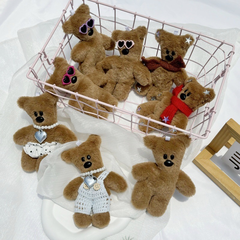 Squeaky Plush Teddy Bear Doll Pendant Cartoon Bean Bear Keychain Pendant Car Bag Pendant